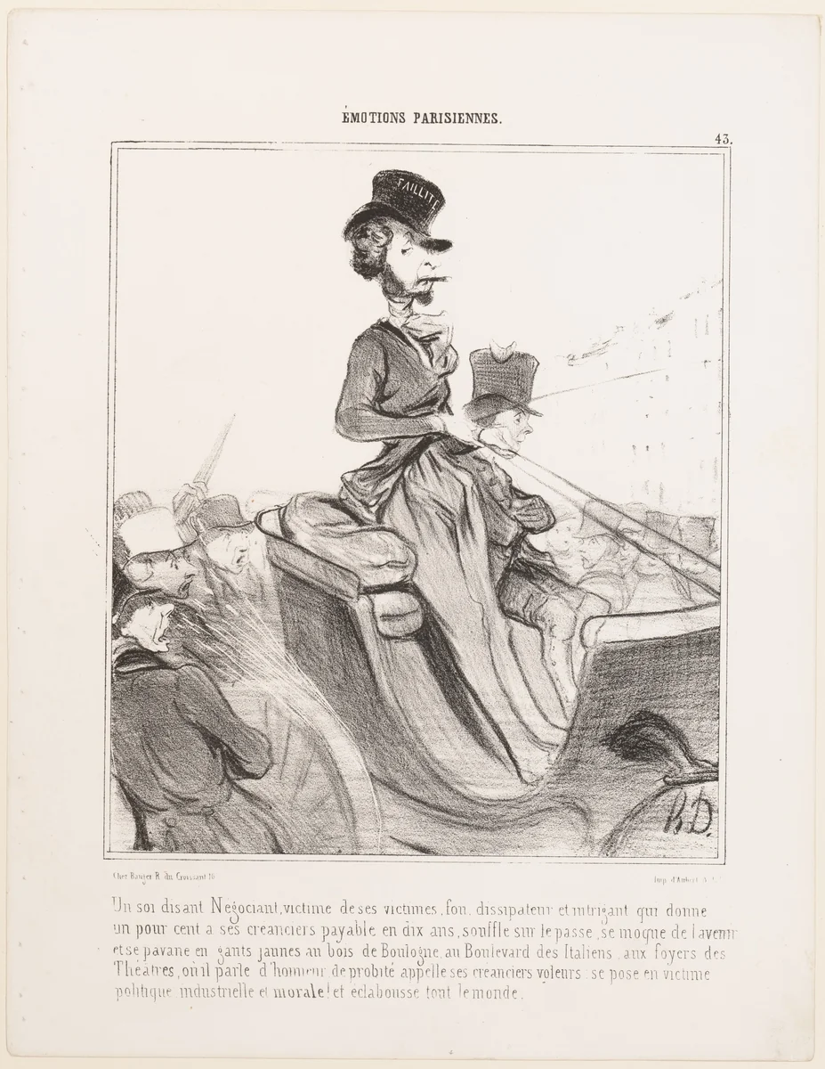 Un soi disant Négociant... (A so-called Merchant...), from Émotions Parisiennes, published in "Le Charivari" by Honoré Daumier, print, 1840