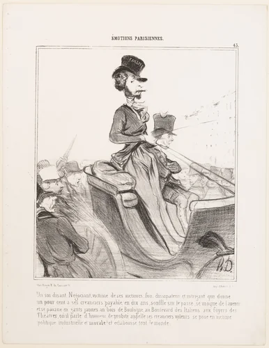 Un soi disant Négociant... (A so-called Merchant...), from Émotions Parisiennes, published in "Le Charivari" by Honoré Daumier, print, 1840