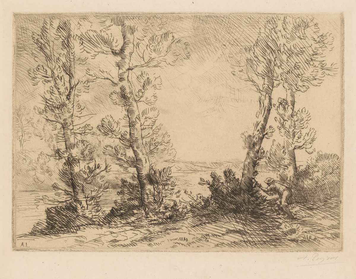 The Salmon Fisherman (Le Pêcheur du Saumon) by Alphonse Legros, print, 1875-1885