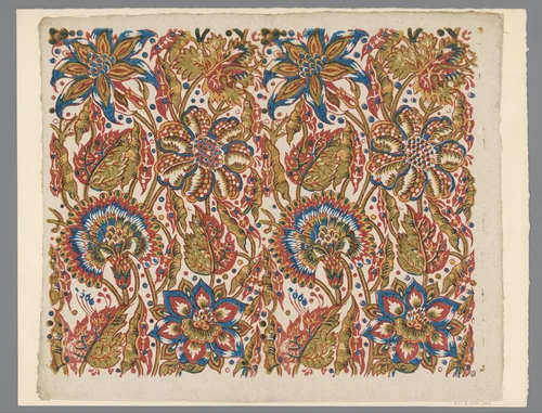 Blad met grote bloemen en bladeren by anonymous, print, 1700-1850