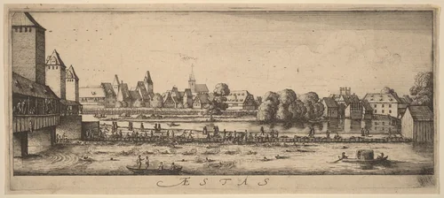 Summer: The Bathing Place by Wenceslaus Hollar, print, 1628-1629