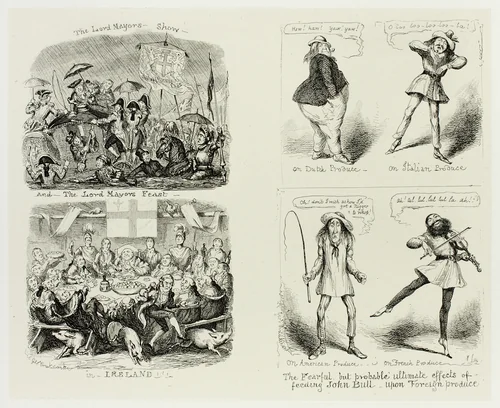 The Lord Mayors Show and the Lord Mayors Feast in Ireland from George Cruikshank's Steel Etchings to The Comic Almanacks: 1835-1853 (left) by George Cruikshank, print, 1850