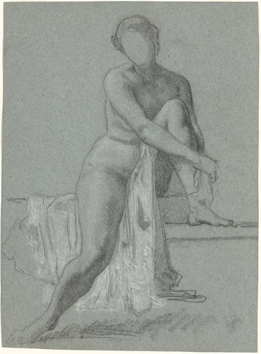 Seated Nude by William Perkins Babcock, drawing, 1860-1879