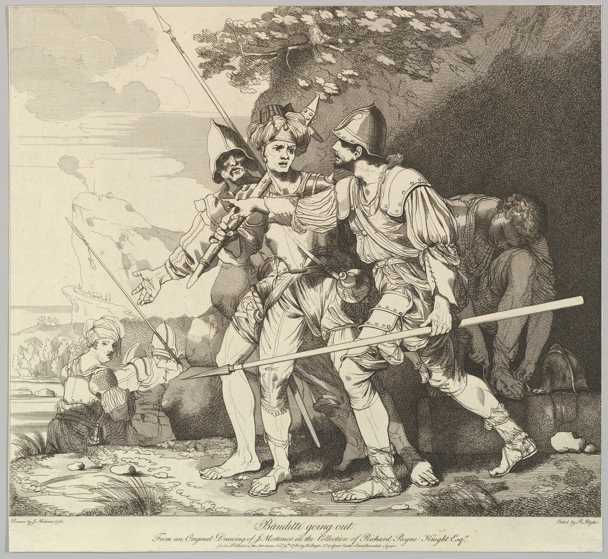 Banditti Going Out by Robert Blyth, print, 1780