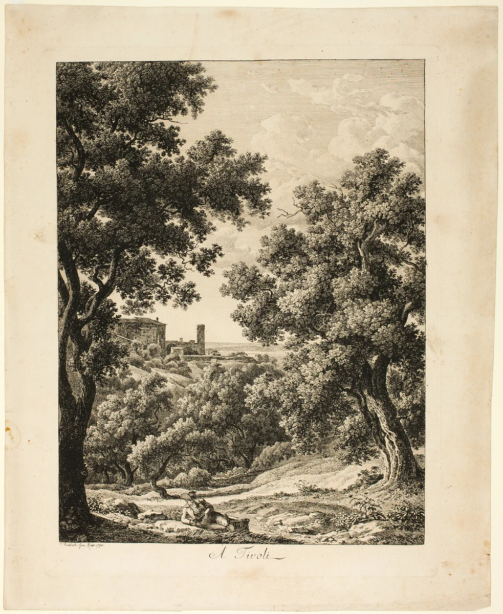 In Tivoli (A Tivoli), from the series Picturesque Views of Italy (Malerisch Radierte Prospekte aus Italien) by Johann Christian Reinhart, print, 1794