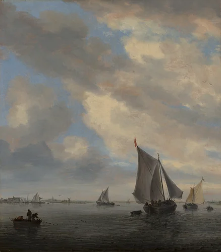 View of Sailing Boats on a Lake by Salomon van Ruysdael, painting, 1650