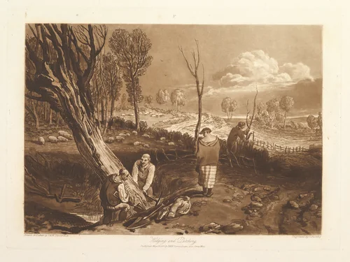 Hedging and Ditching, part X, plate 47 from "Liber Studiorum" by Joseph Turner, print, 1812