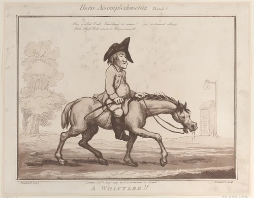 Horse Accomplishments, Sketch 3: A Whistler !! by Thomas Rowlandson, print, 1799