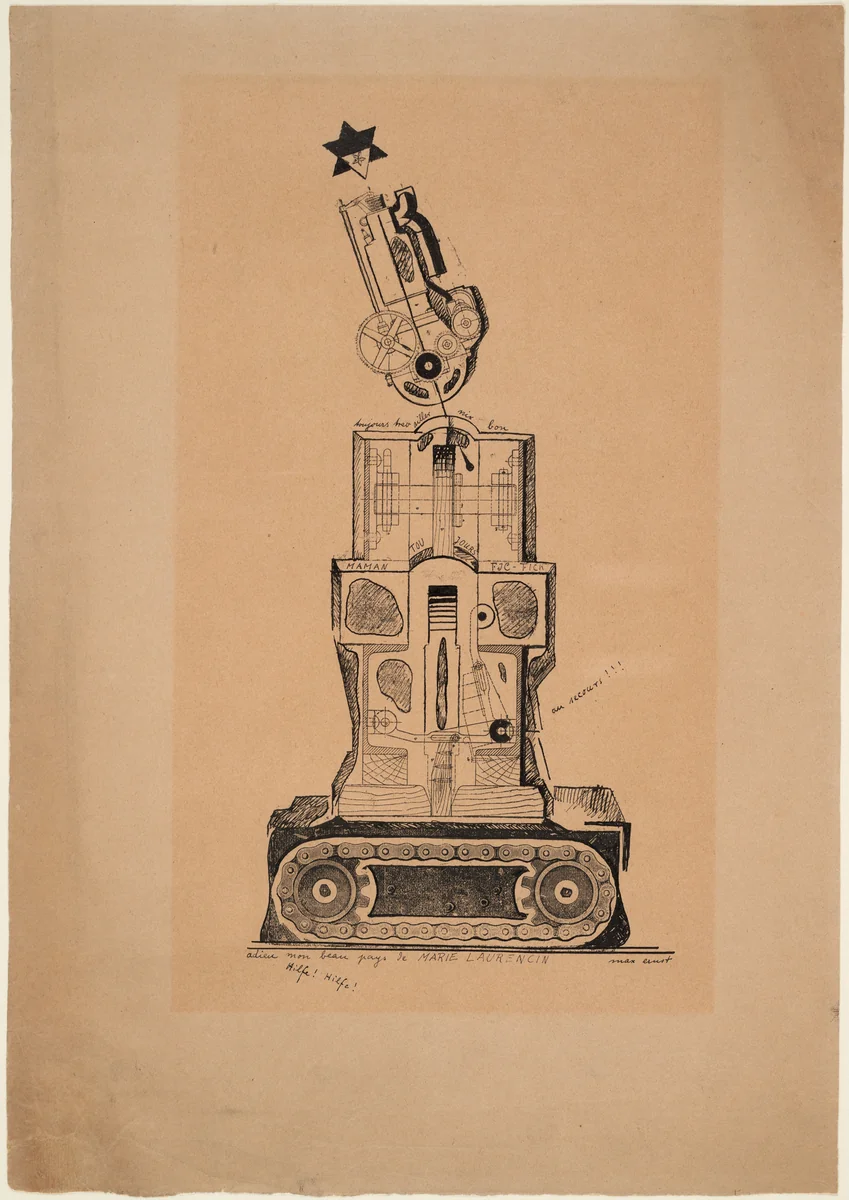 Farewell My Beautiful Land of Marie Laurencin (Adieu mon beau pays de Marie Laurencin) by Max Ernst, drawing, 1920