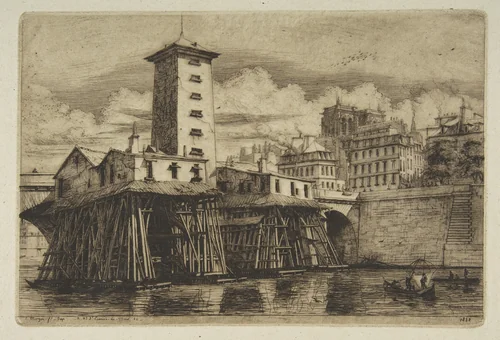 The Nôtre-Dame Pump, from "Etchings of Paris" by Charles Meryon, print, 1852
