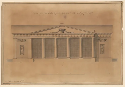 Design of a Greenhouse for the Right Honorable Earl of Coventry, Croome Court, Worcestershire (Elevation) by Robert Adam, drawing, 1760