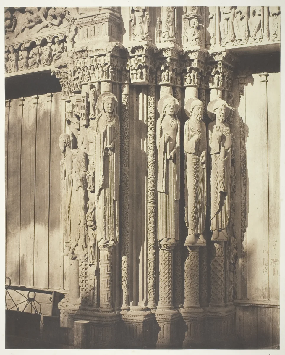 Chartres Cathedral, West Facade; Royal Portal, Central Bay by Bisson Frères, photograph, 1857