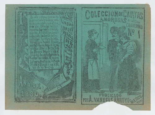 Front and back covers printed on the same sheet for a collection of love letters (number 1) by José Guadalupe Posada, print, 1895-1905
