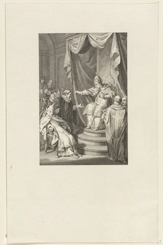 Paus Stephanus VI (VII) veroordeelt het lijk van paus Formosus by Reinier Vinkeles, print, 1782
