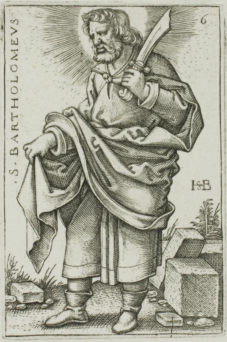 St. Bartholomew, plate 6 from The Twelve Apostles by Sebald Beham, print, 1545