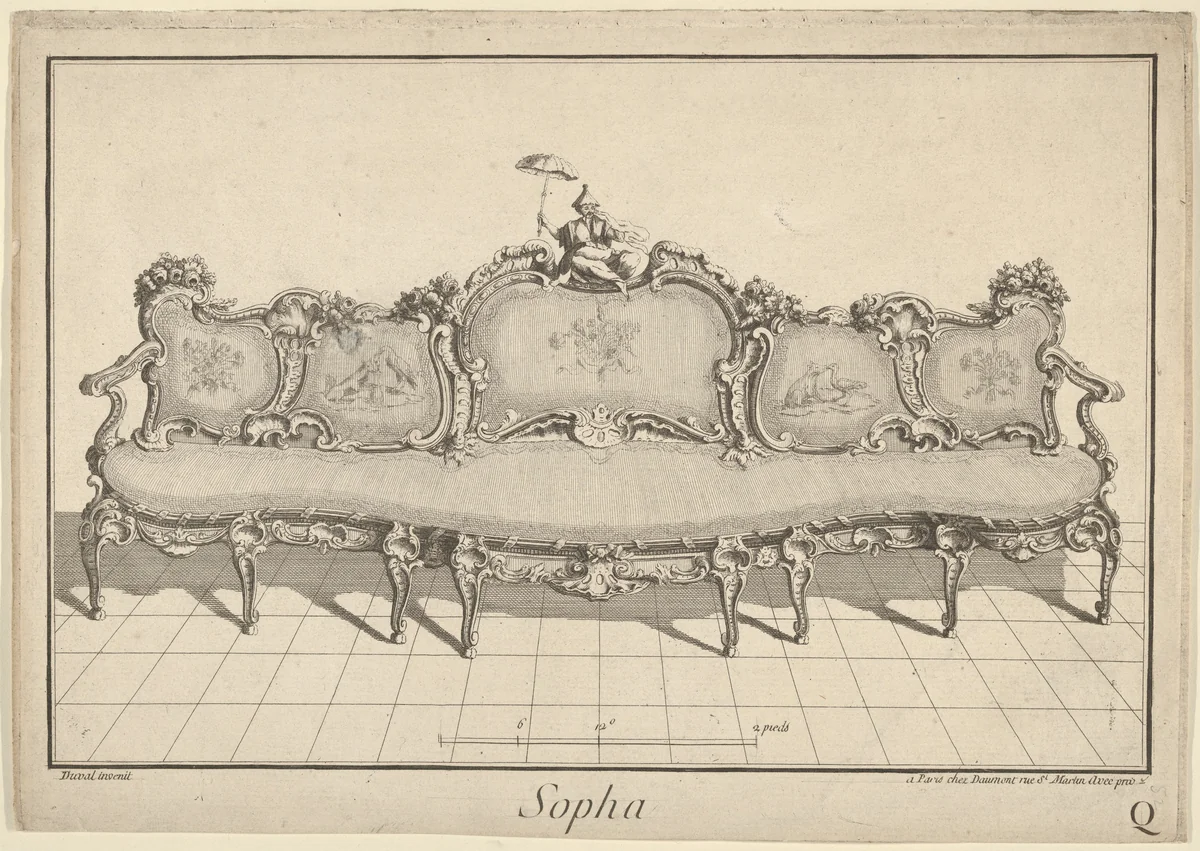 Design for a Sofa, from: Nouvelle Iconographie Historique III, series Q by Duval, print, 1771