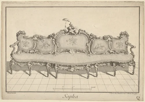 Design for a Sofa, from: Nouvelle Iconographie Historique III, series Q by Duval, print, 1771