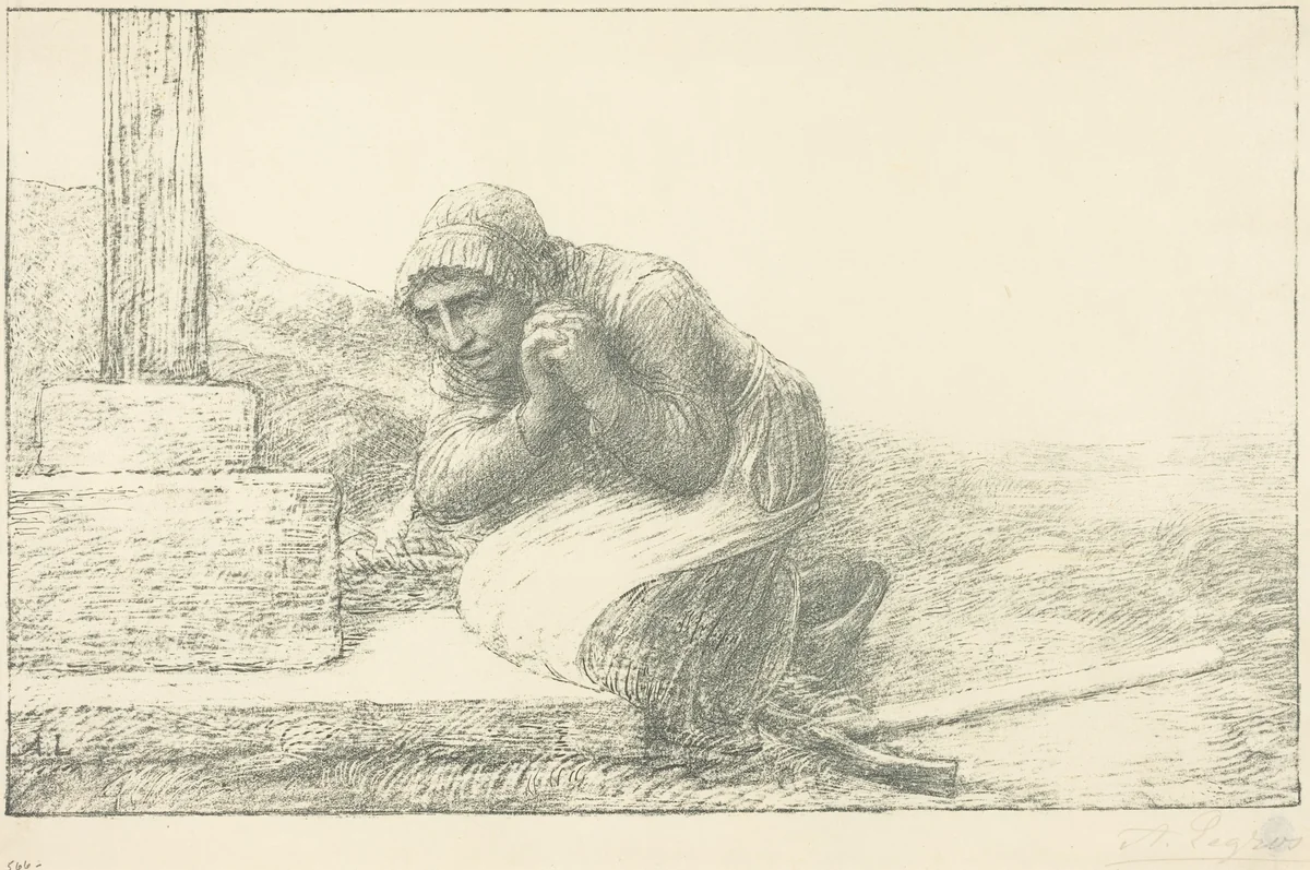 At the Foot of the Cross (Au pied de la croix) by Alphonse Legros, print, 1837-1911