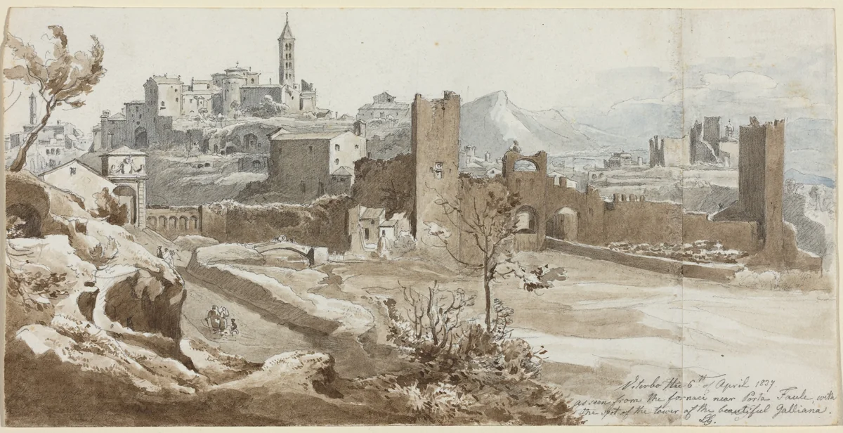 Viterbo by Wilhelm Gruner, drawing, 1837