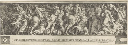 Sabijnse maagdenroof by Cherubino Alberti, print, 1563-1615