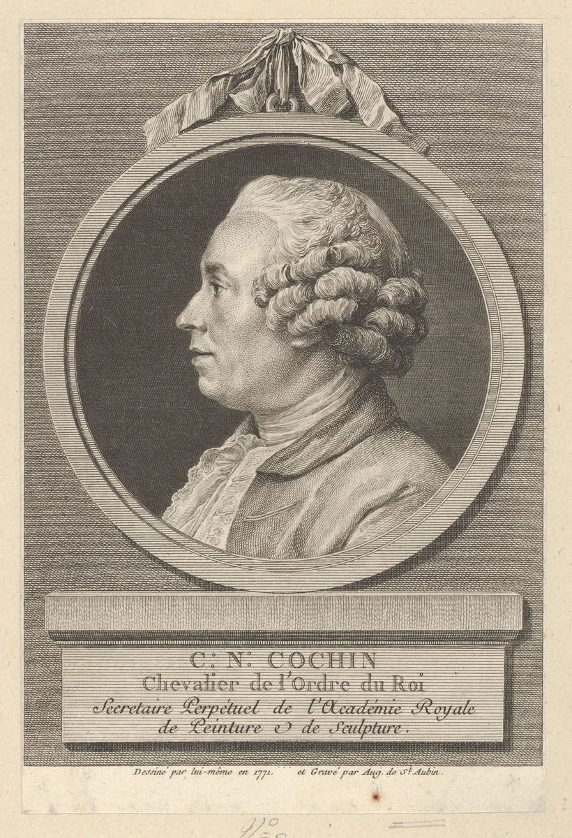 Portrait of Charles-Nicolas Cochin II by Augustin de Saint-Aubin, print, 1771