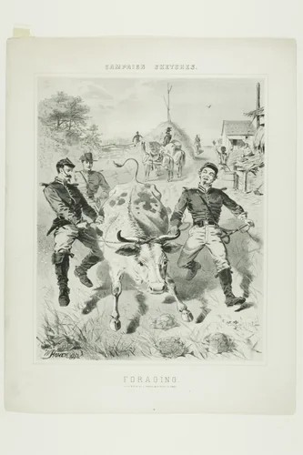 Campaign Sketches: Foraging by Winslow Homer, print, 1863