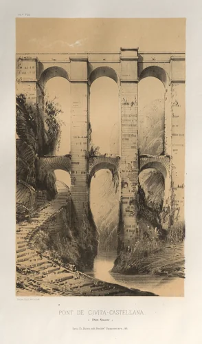 Architecture Pittoresque ou Monuments des XVeme. Et XVIeme. Siecles: Chateaux de France des XV et XVI Siecles: Pl. 50, Pont De Civita-Castellana (Etats Romains) by Victor Petit, print, 1860