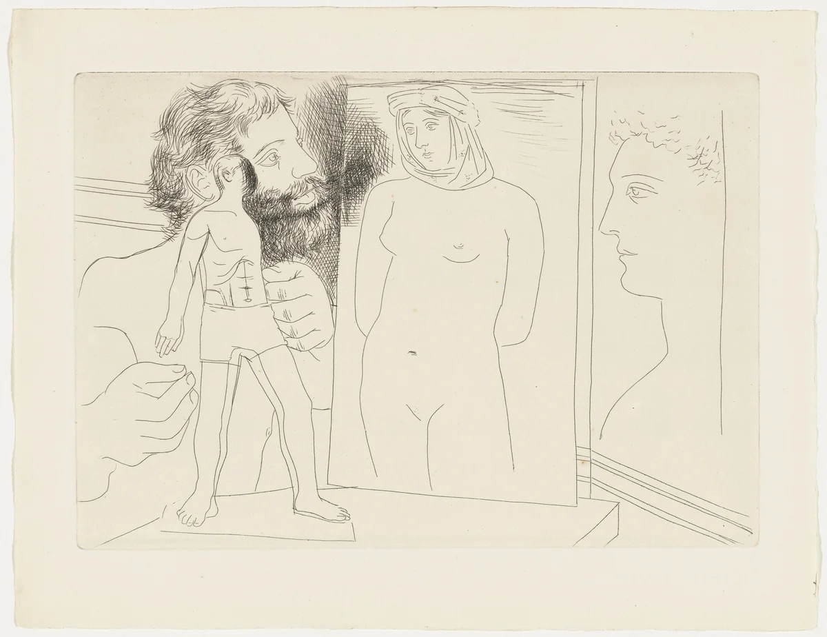 Sculptor with Sculpture and Other Works from Le Chef-d'œuvre inconnu by Pablo Picasso, illustrated book, 1927