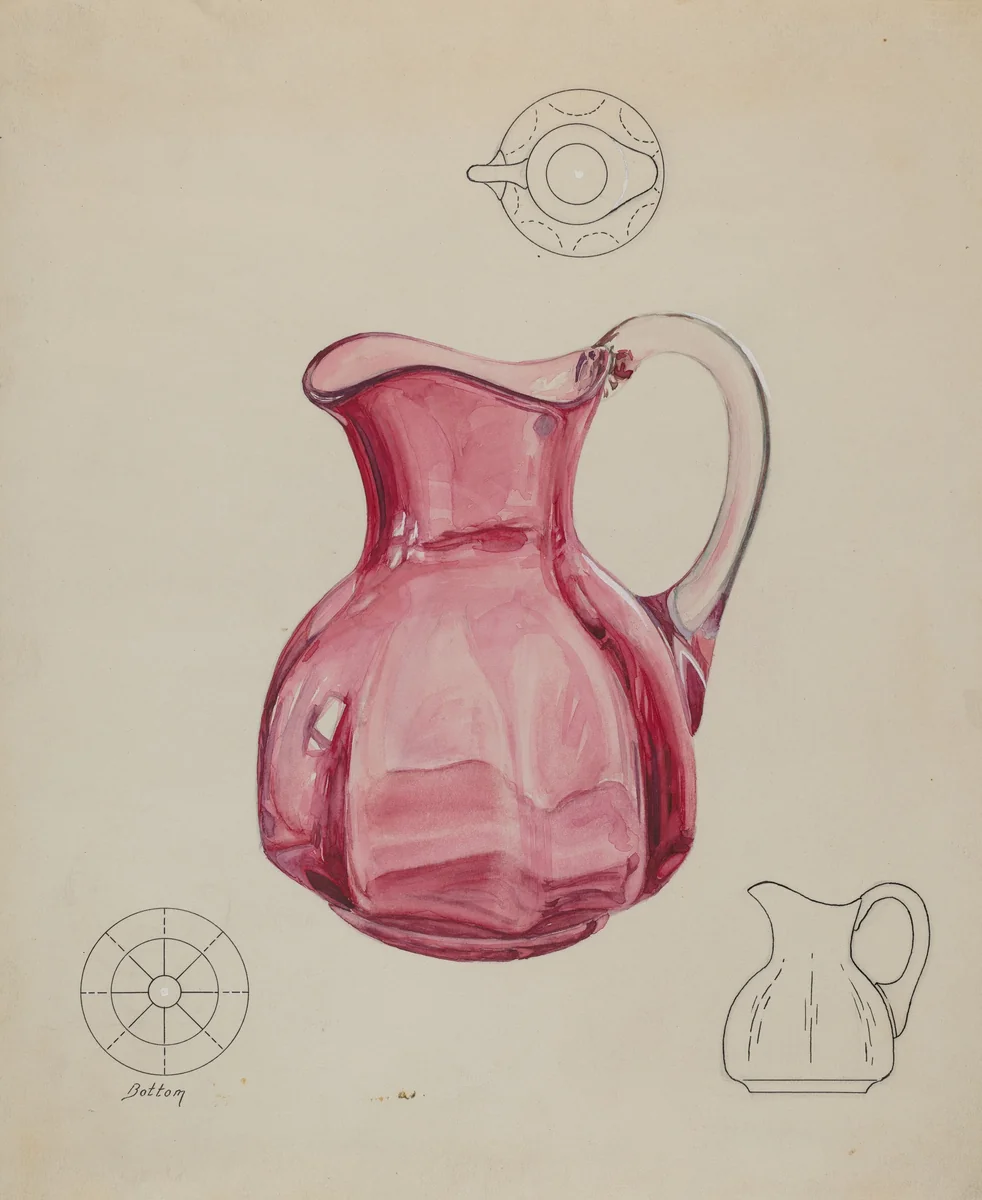 Ruby Pitcher by Ralph Atkinson, index of american design, 1936