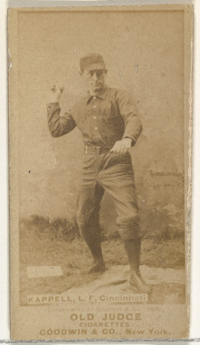 Henry "Heinie" Kappel, Left Field, Cincinnati, from the Old Judge series (N172) for Old Judge Cigarettes by Goodwin & Company, photograph, 1888