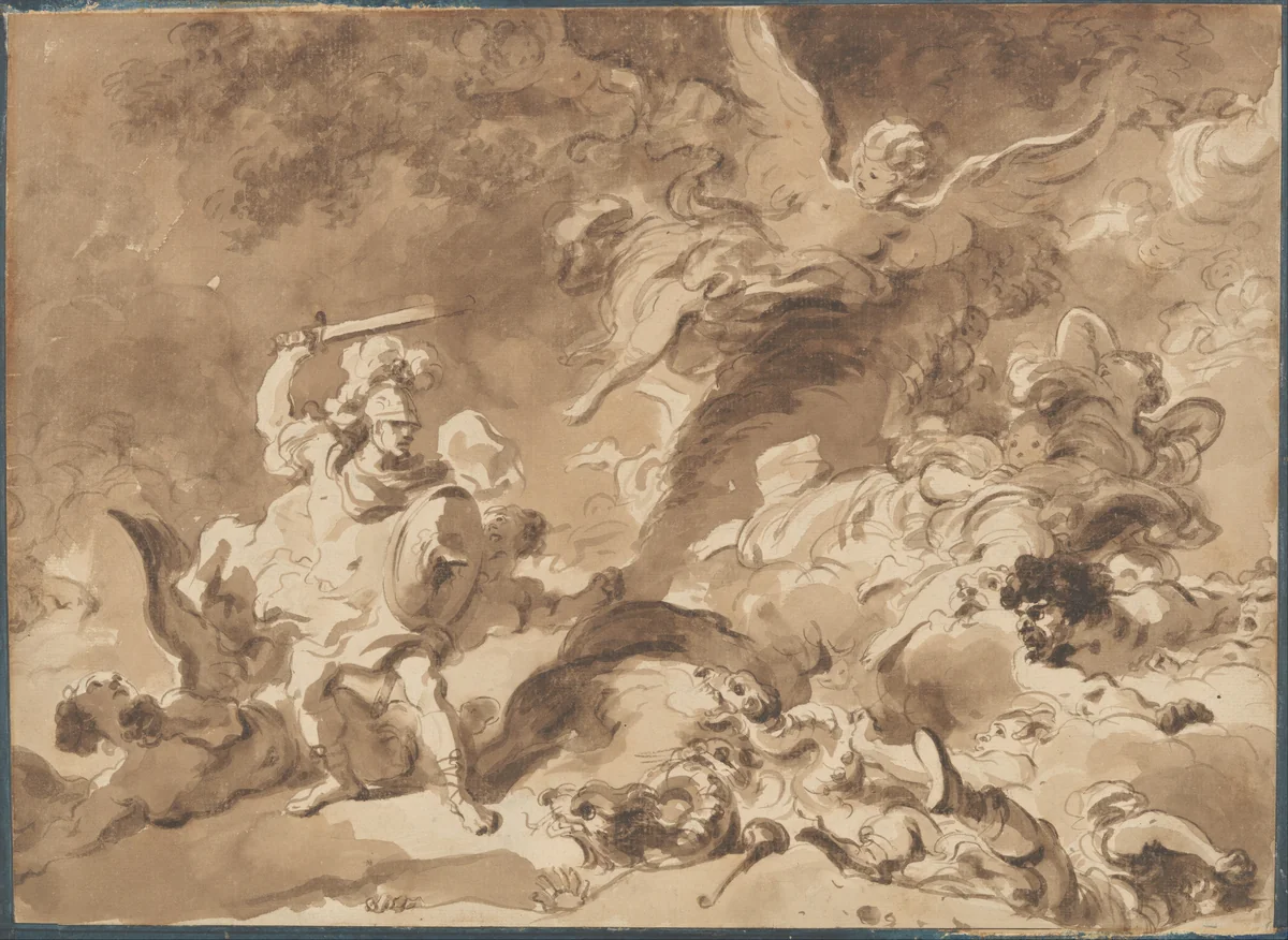 Rinaldo in the Enchanted Forest by Jean Honoré Fragonard, drawing, 1758-1768