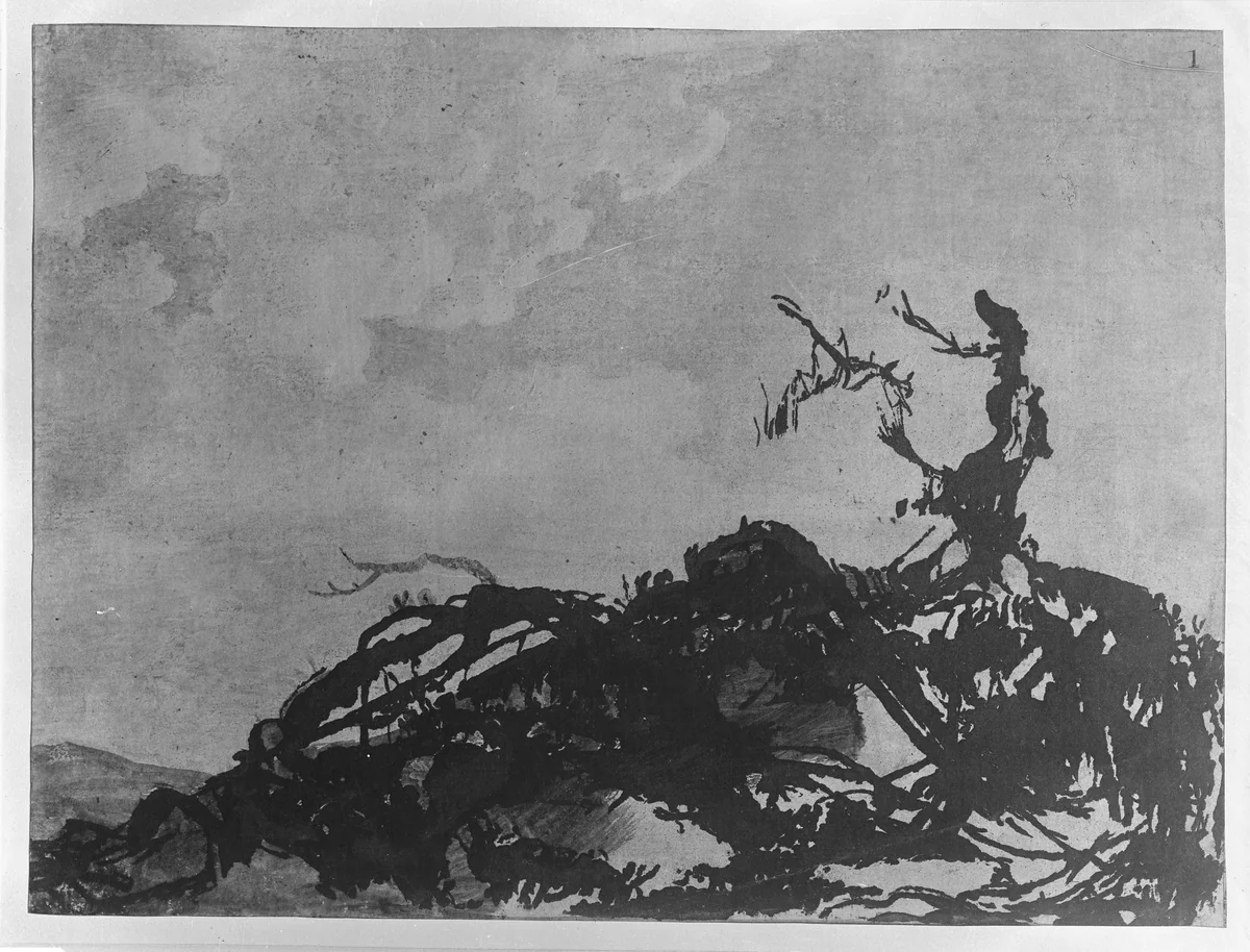 The Fallen Tree by Alexander Cozens, print, 1780-1790