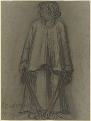 Standing Figure with Extinguished Torches by Ernst Barlach, drawing, 1922