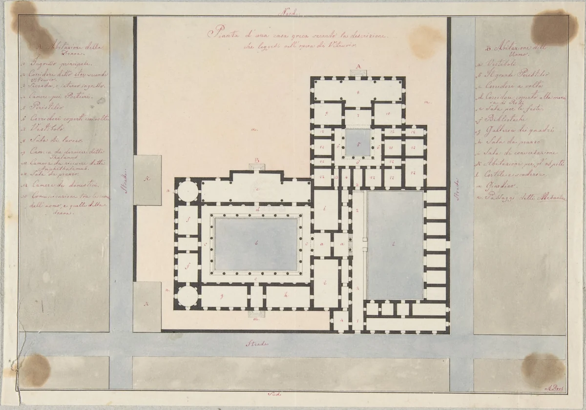 Plan of a Greek House by anonymous, drawing, 1800-1900