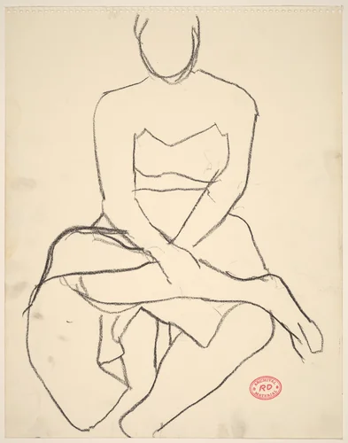 Untitled [model in skirt seated with her legs crossed] by Richard Diebenkorn, drawing, 1955-1967