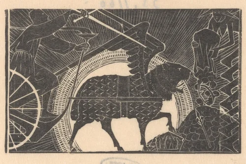 Wagen met Chimaera by Mathieu Lauweriks, print, 1895