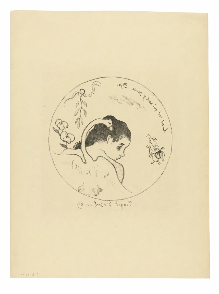 Projet d’assiette (Leda) (Design for a Plate [Leda]), frontispiece from the Volpini Suite by Paul Gauguin, print, 1889