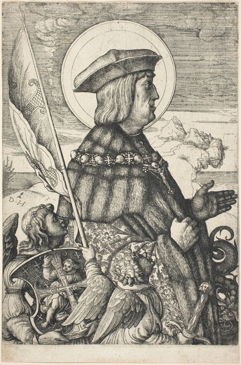 Emperor Maximilian I in the Guise of Saint George by Daniel Hopfer, print, 1509-1510