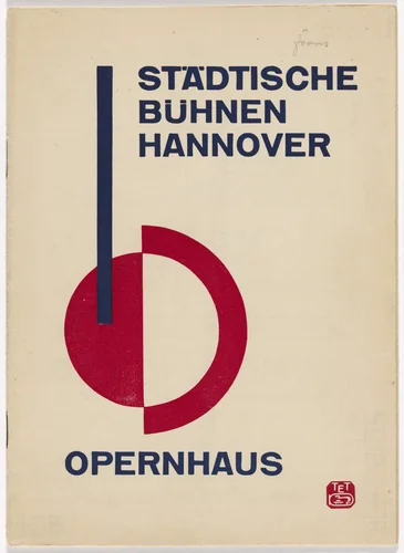 Program for the Hannover Municipal Theaters Opera House (Städtische Bühnen Hannover, Opernhaus) production of "The Life of Orestes" (Leben des Orest) by Ernst Krenek by Kurt Schwitters, design, 1930