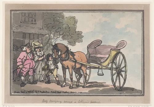 Boy Bringing Round a Citizen's Curricle by Thomas Rowlandson, print, 1787