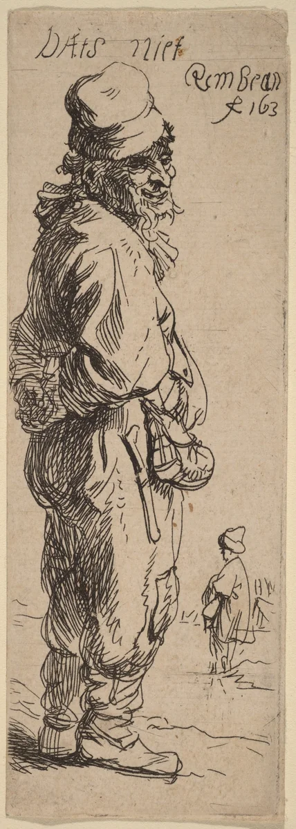 A Peasant Replying: "Dats niet" (That's nothing) by Rembrandt van Rijn, print, 1634