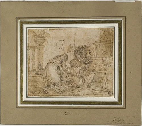 Susanna and the Elders by Unknown Artist, drawing, 1500-1599