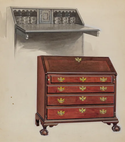 Desk by Aaron Dermansky, index of american design, 1935-1942