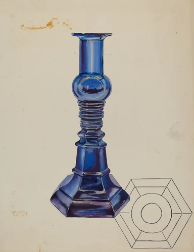 Glass Candlestick by Roberta Elvis, index of american design, 1936