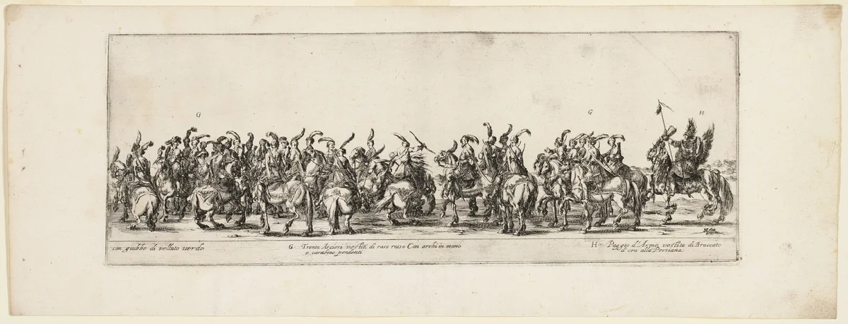 Plate Two, from Entrance of the Ambassador of Poland into Rome by Stefano della Bella, print, 1633