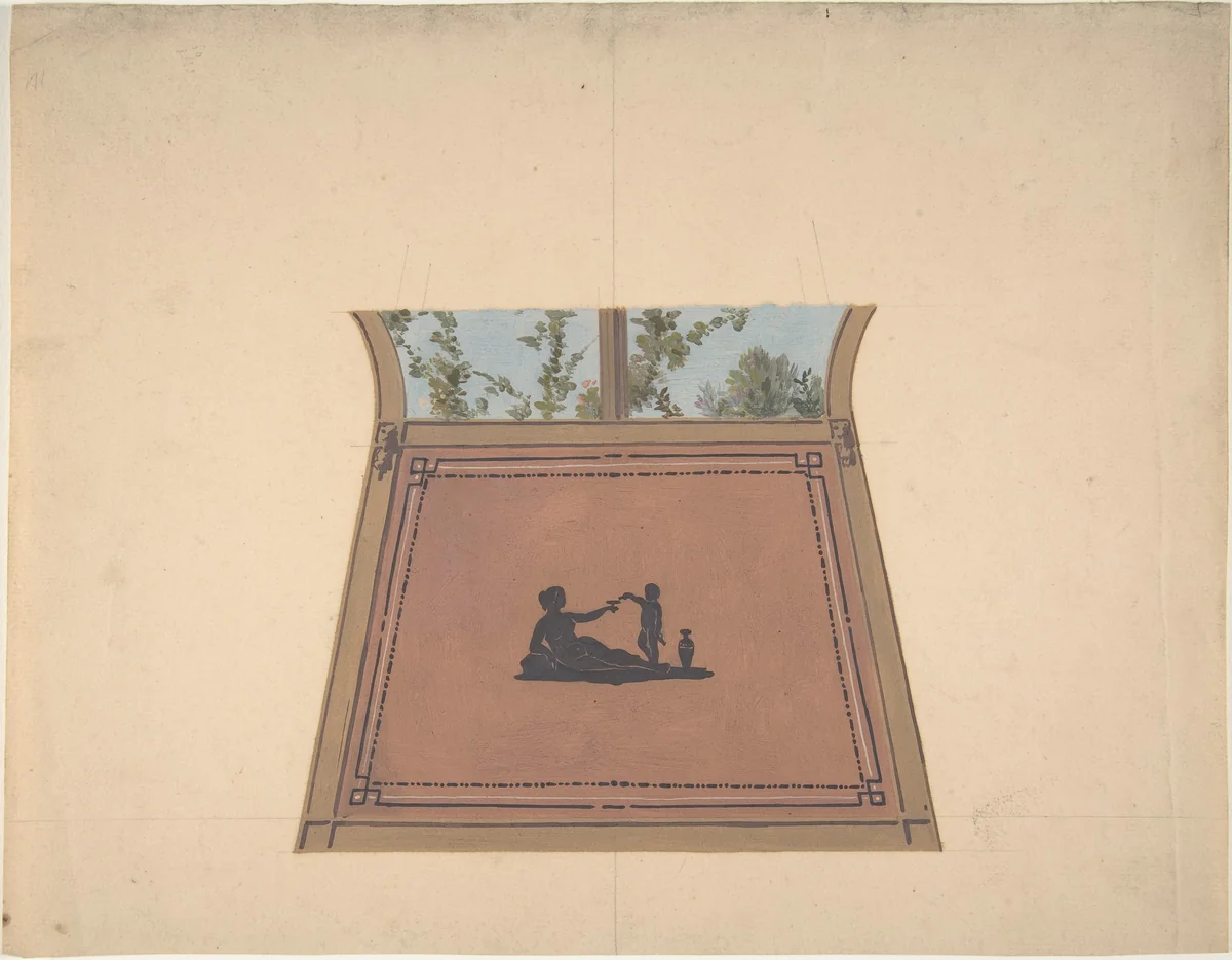 Pompeiian Design for Paneling by Jules-Edmond-Charles Lachaise, drawing, 1850-1900