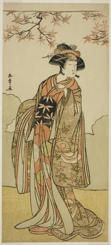 The Actor Osagawa Tsuneyo II as Onoe no Mae in the Play Date Nishiki Tsui no Yumitori, Performed at the Morita Theater in the Eleventh Month, 1778 by Katsukawa Shunsho (勝川 春章), print, 1773-1783