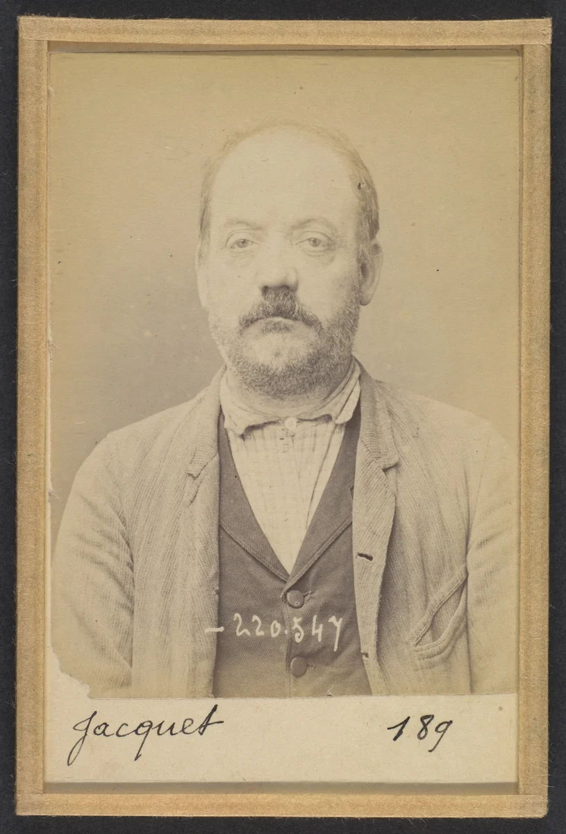 Jacquet. Hippolyte, Edouard. 49 ans, né le 15/3/45 à Paris Ille. Sellier-maroquinier. Anarchiste. 3/7/94. by Alphonse Bertillon, photograph, 1894