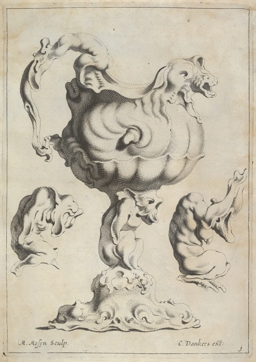 Plate 2, from "Verscheyde Constige Vindigen om in Gout, Silver, Hout en Steen te wercken" by Michiel Mosyn, book, 1651-1653