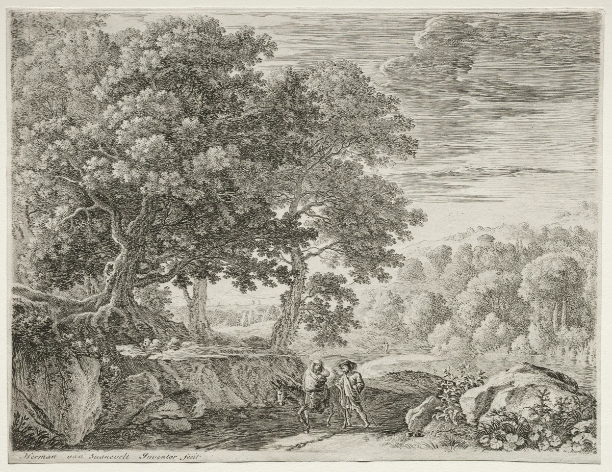 The Flight into Egypt by Herman van Swanevelt, print, 1652-1654